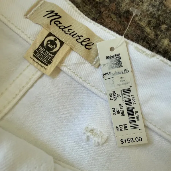 Madewell The '90s Straight Jean Two-Tone Workwear Edition Pants Utility White 30 - Image 5