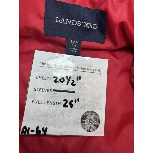 Lands End Down Puffer Vest Women SZ SMALL Full Zip Red Plaid Outdoors Nature - Image 6