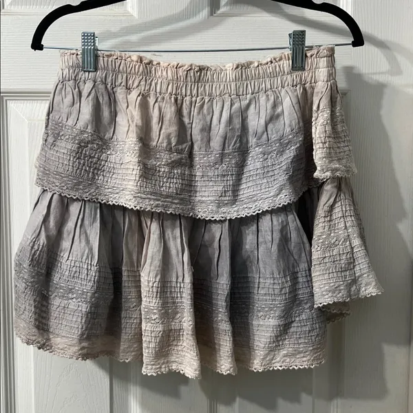 LoveShackFancy Heritage Lace Tiered Mini Skirt – Cottagecore Boho Size Medium - Image 3