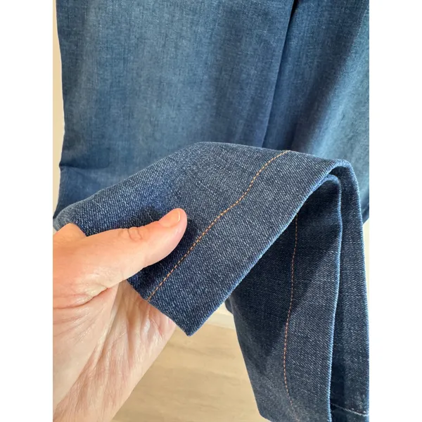 Madewell Emmett Wide-Leg Jeans Blue Patch Pocket High Rise Denim Size 33 Hemmed - Image 3