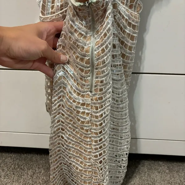 Lulus Lele White and Silver Sequin Mini Dress - Image 11