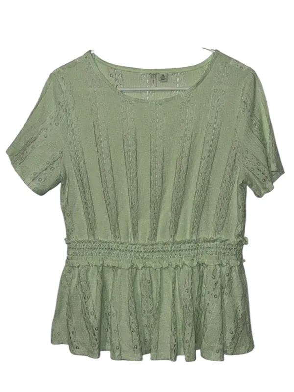 Cato Short Sleeve Peplum Top Green Women’s M Medium - Image 2