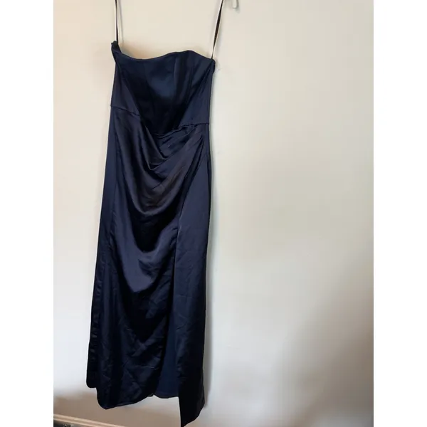 After Six 6888 Strapless Corset Satin Gown Midnight Navy Blue 4 - Image 3