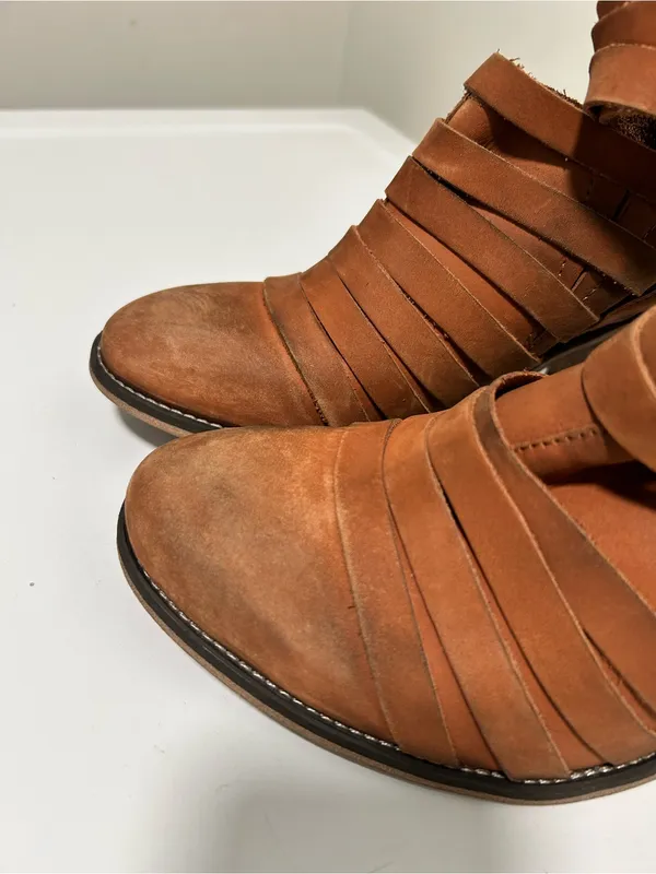 Free People Hybrid Strappy Leather Booties Terracotta Tan Size 9 - 9.5 US 40 EU - Image 15
