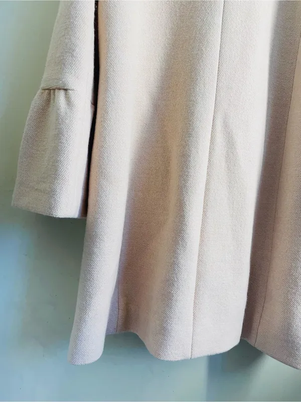 Club Monaco Blush Pink Wool Blend A Line Long Coat Bell Sleeve Large - Image 9