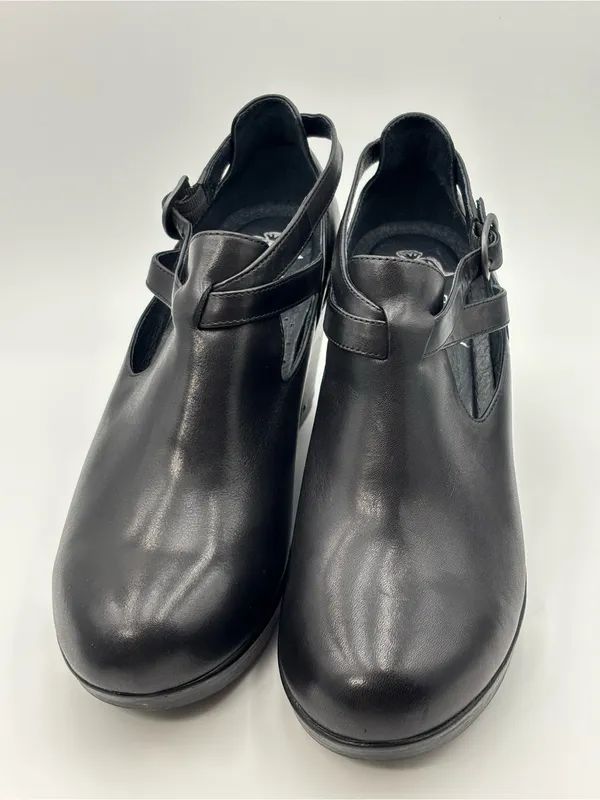 Dansko Black Platform Leather Wedge Mary Jane Slingback Size 40 - Image 4
