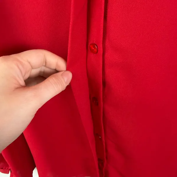 Woman Within Red Floral Embellished Beaded‎ Button Front Shirt Size 18/20 - Image 3