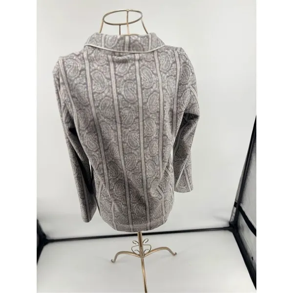 Lauren Ralph Lauren Paisley Pajama Top Long Sleeve Size XS Gray - Image 7