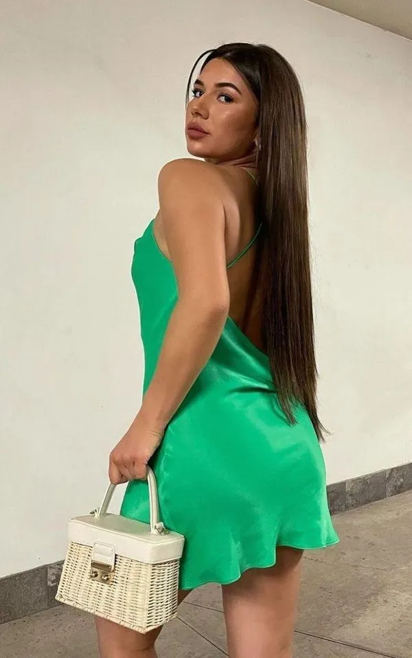 ZARA dress mini satin lingerie style Green Party coctail wedding nigdy out - Image 3