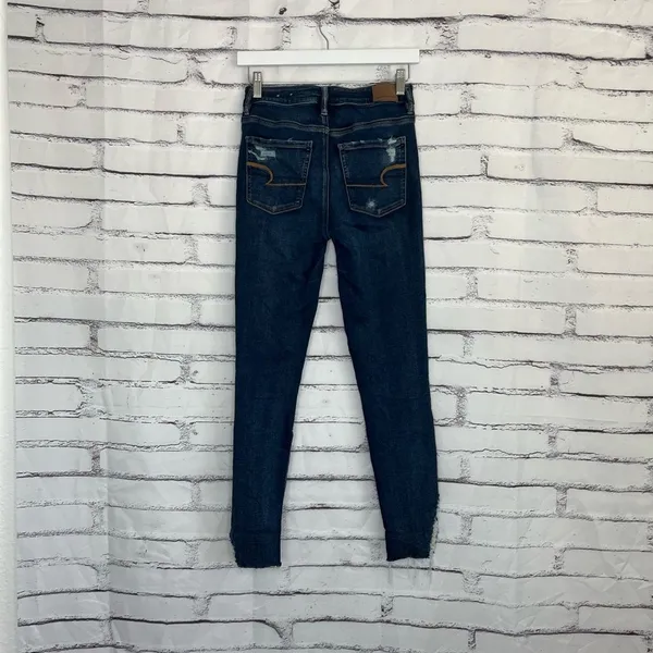 American Eagle Super Hi-Rise Jegging Women’s 4R Distressed Dark Wash Stretch Y2K - Image 10