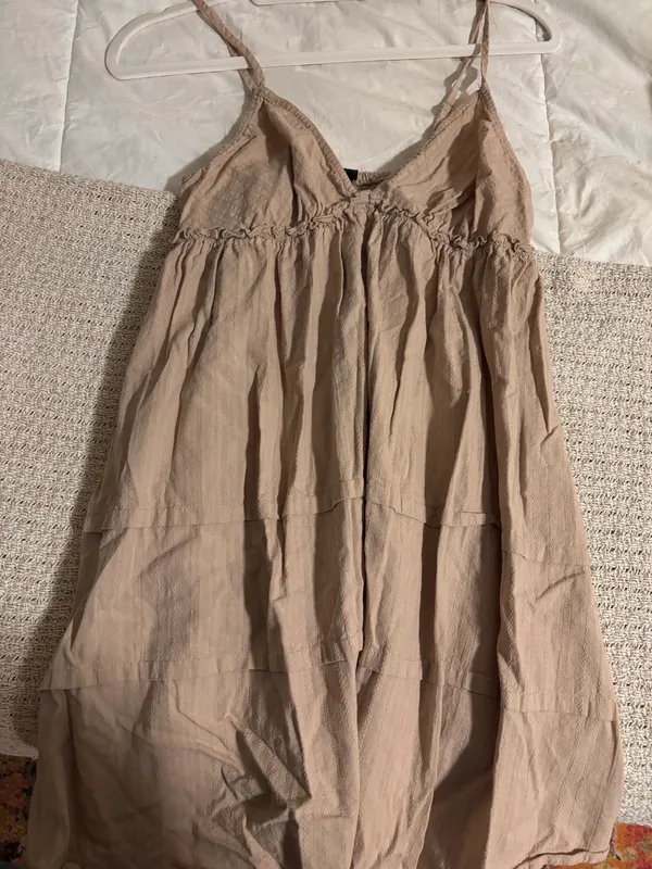 Linen Dress Tan Size M - Image 3