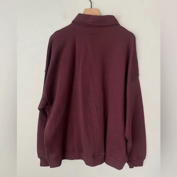 Adanola Slouchy oversized Button Up Sweatshirt Burgundy XL NWT - Image 5