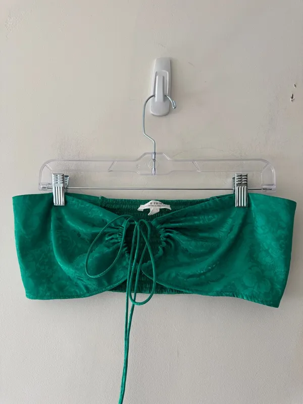 12th Tribe St.‎ Barths Emerald Jacquard Crop Top Emerald Green - Image 2