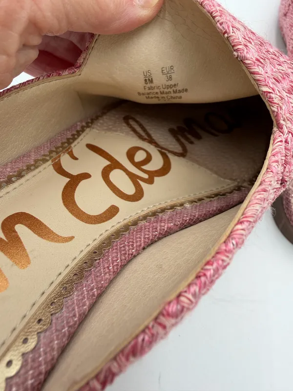 Sam Edelman Women’s Size 8 Pink Woven Pointed Toe Mule Flats Slip On Shoes - Image 4