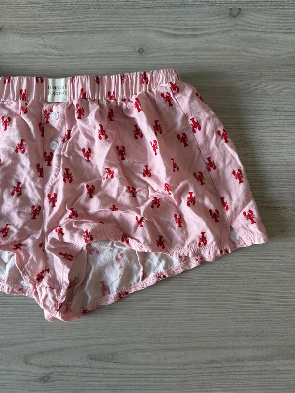 Toasted Coconut Pink Lobster Print Lounge Shorts - Image 2