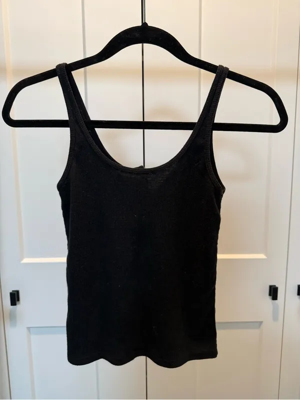Brandy Melville Black Ribbed Henley Tank - Image 2