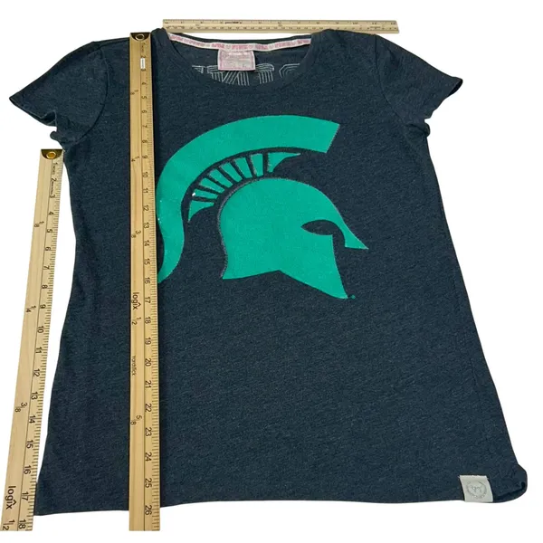 VTG Victoria's Secret PINK Michigan State Spartans Sequin T-Shirt Size L Gameday - Image 6