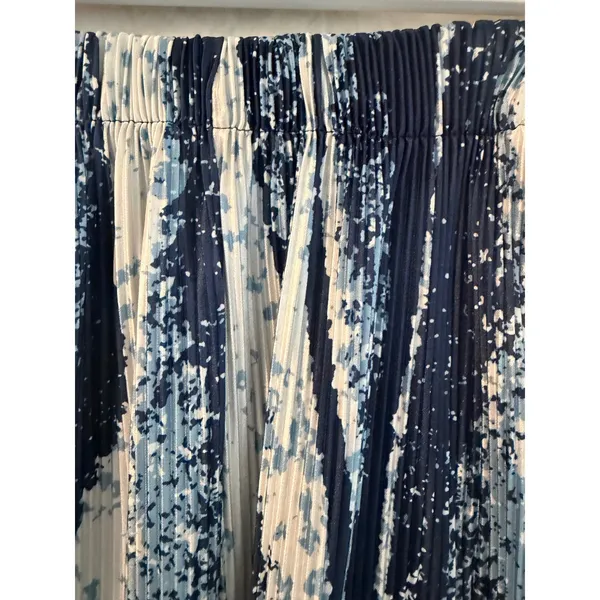 Realtakai Blue Abstract Wave Print‎ Pleated Wide Leg Pants Large - Image 3