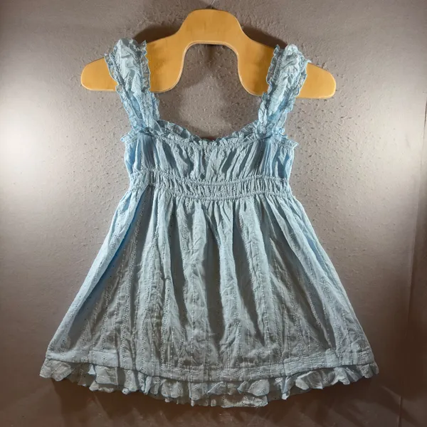 1701 | NWT Princess Polly Carlita Eyelet Boho Babydoll Mini Dress Blue Womens 12 - Image 3