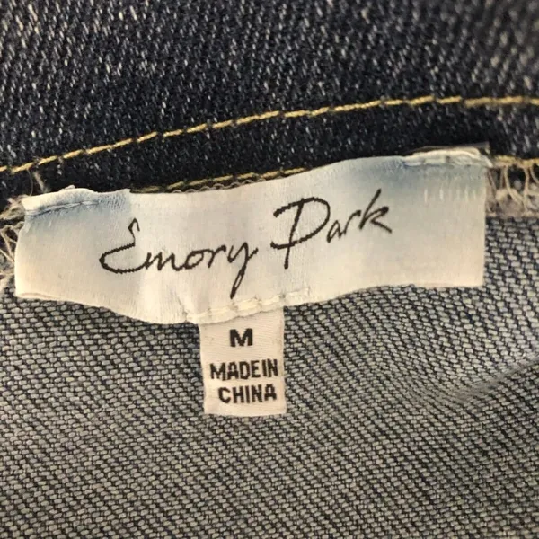 Emory Park Y2K denim jumpsuit bell-bottoms blue zip sexy fitted look groovy hippie boho M - Image 10