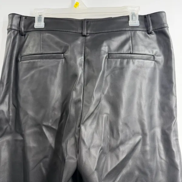 LOFT Faux Leather Wide Leg Pants Women’s 14 Tall High Rise Black Vegan 782131 - Image 4