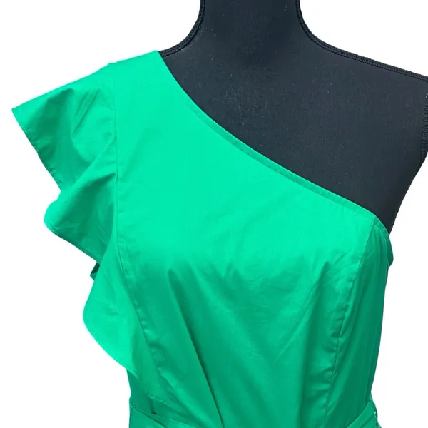 J Crew One Shoulder Flowy Fashion Trendy Belted Midi Dress US‎ Women's 10 NWT - Image 2
