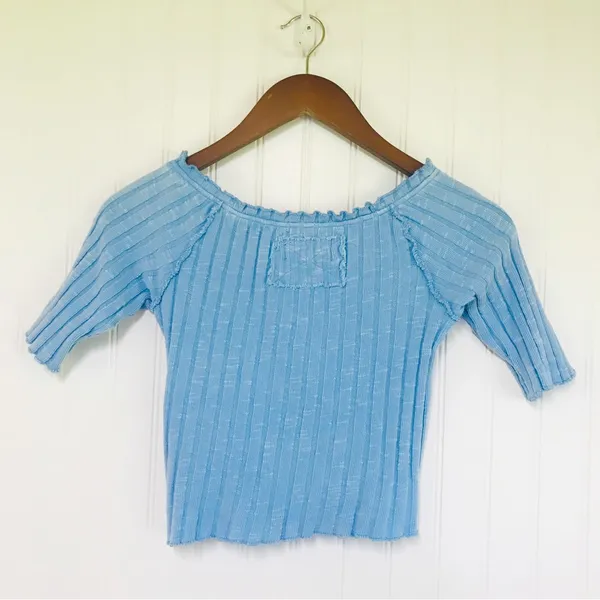 Free People WE THE FREE Meant To Be Ribbed‎ Cropped Short Sleeve Tee Top Size Small New - Image 3