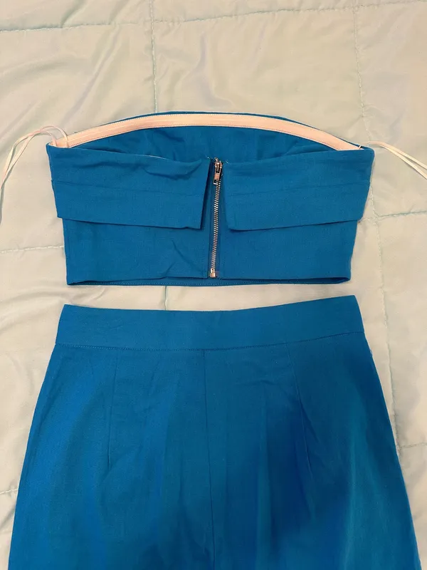 Princess Polly Blue Strapless Top and Matching Pants Set - Image 6