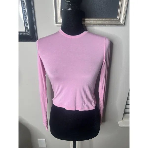 SKIMS New Vintage Long Cropped Sleeve T-Shirt | Pink | Size S - Image 12
