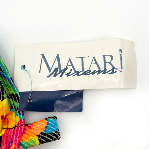 Vintage 90s Bright Matari Mixems Neon Floral Rainbow Triangle Bikini Halter Top Size L - Image 5