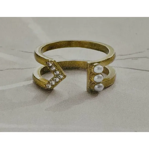 SILPADA “Dotted Pearl” Open Cuff Ring - KRR0124 - Crystal/Brass/Pearl - NWT - Image 3