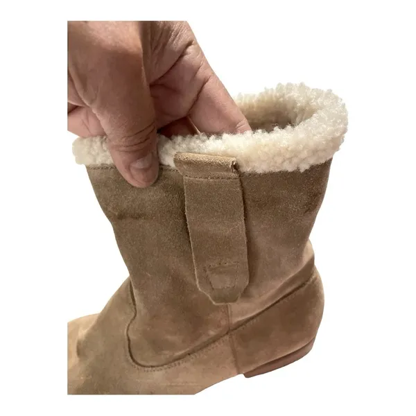 Sole Society Verona Winter Boots Women's 8.5 Beige Suede Faux Shearling Pull On - Image 4