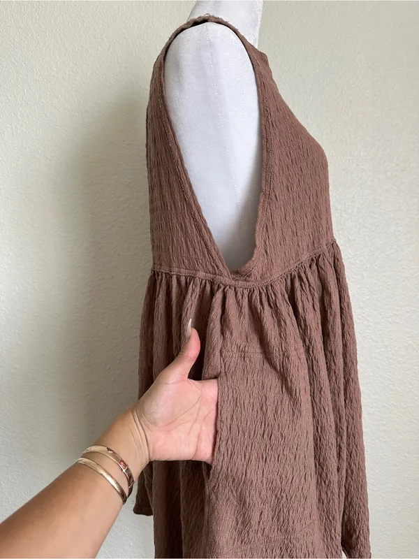 FREE PEOPLE free-est I’m Still Obsessed Mini Dress in Dried Sepia XS - Image 7