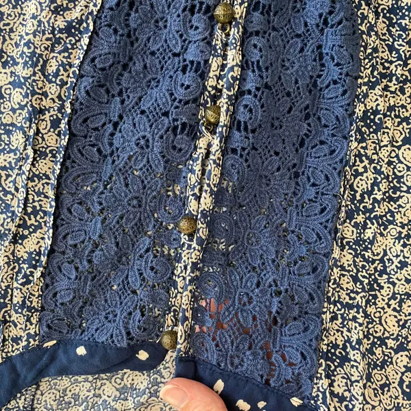 Anthropologie Maeve Hiver Blue 3/4 Sleeve‎ Size 6 Boho Peasant Blouse - Image 8