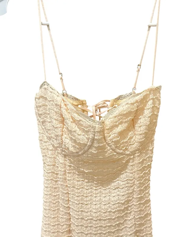 House of CB Elinor Cream Tea Frill Lace Corset Lace Up Style Midi Dress Size: XS - Image 5
