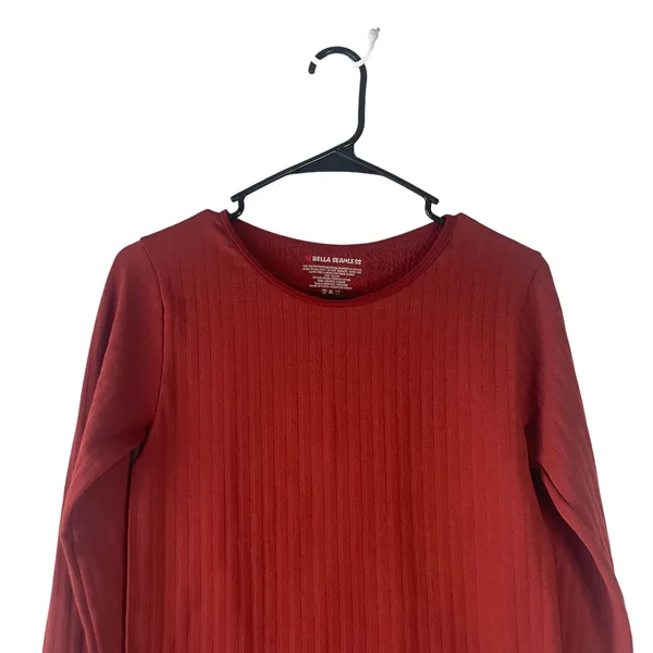 Bella Seamless Women's Size Medium Rust Orange Shapewear‎ Long Sleeve Top - Image 2