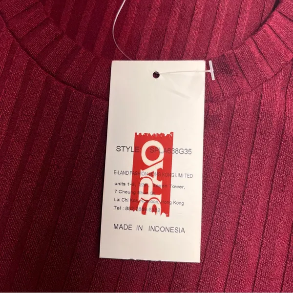 NWT Spao top Korean brand women’s ribbed shirt medium burgundy‎ top stretch - Image 9