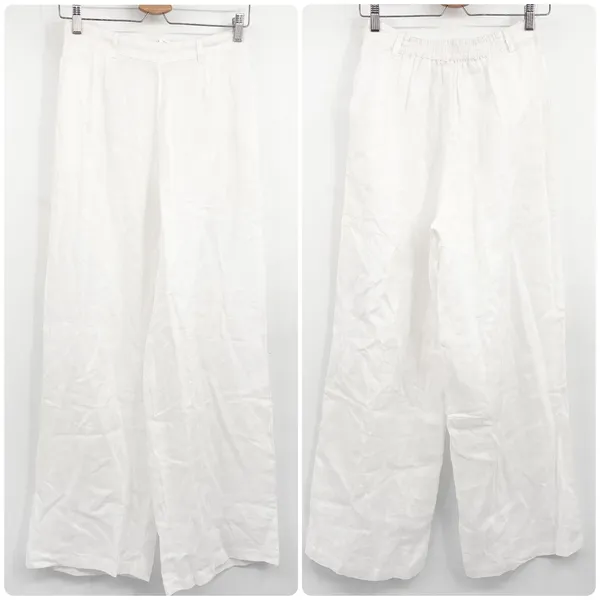 Vitamin A Womens Tallows White 100% Linen Coastal Beachy Wide Leg Pants Size M - Image 2