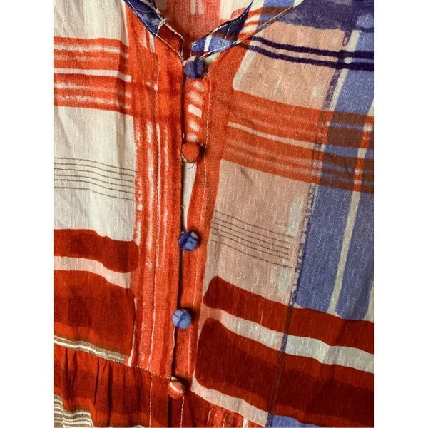 Maeve Anthropologie Lila Tiered Peasant Top Red White Blue Stripe size small - Image 6