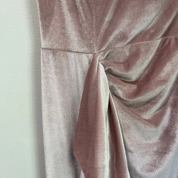 JJ's House Dusty Rose Velvet Gown Beaded Sleeve Wedding Guest Dress‎ Size 10/12 - Image 3