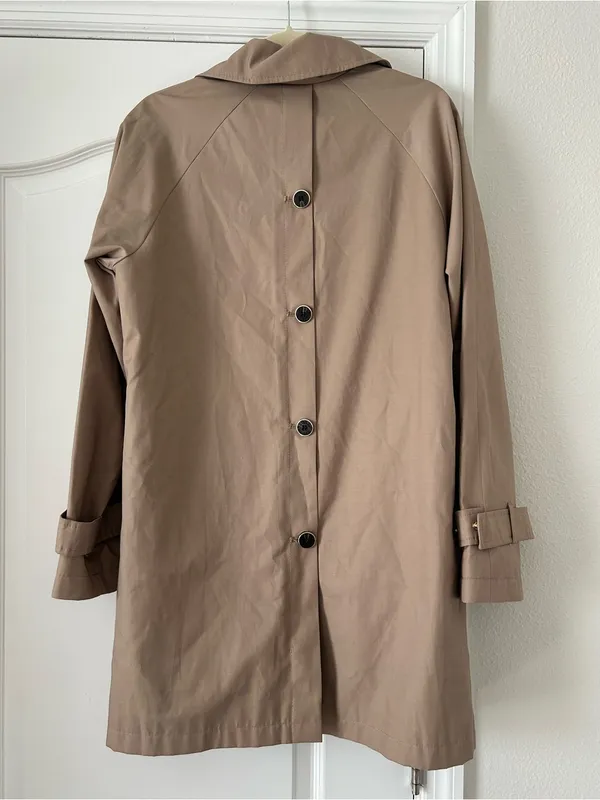 Via Spiga Single Breasted Button Down Classic Trench Coat Tan Size M - Image 5