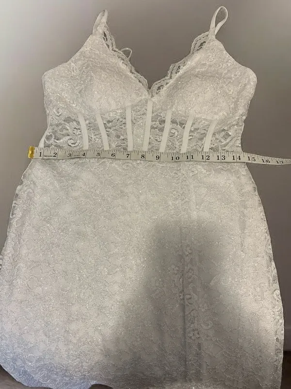 Morgan & Co. White Lace V-Neck Maxi Dress - Image 8