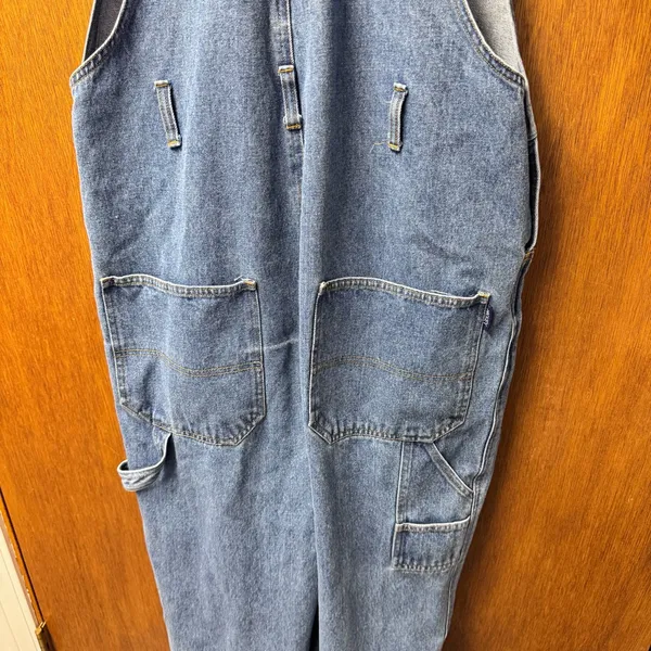 Disney Vintage 90s Mickey Unlimited Denim Jean Carpenter Overalls Blue Large - Image 6