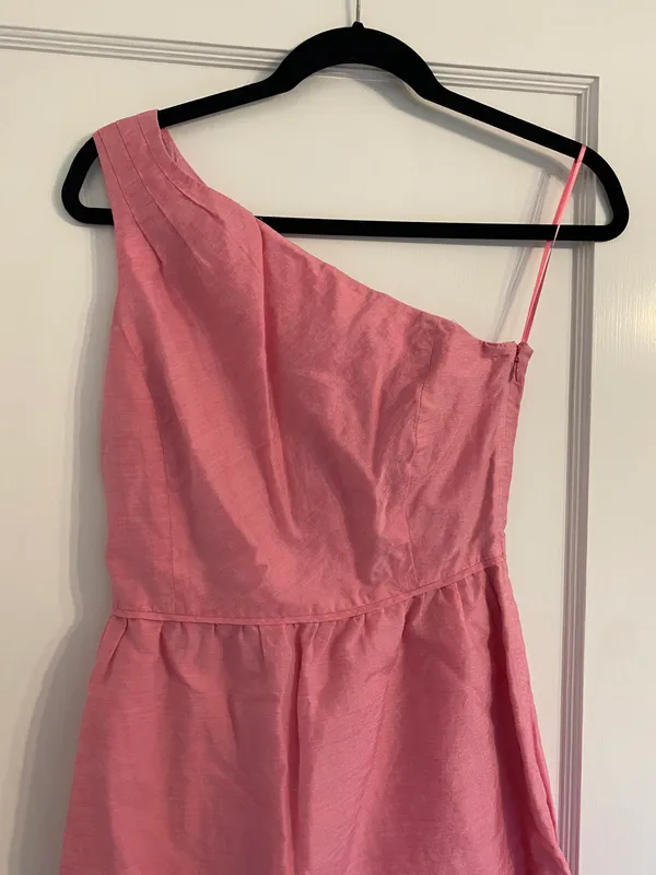 J Crew Pink One Shoulder Bubble Mini Dress - Image 5