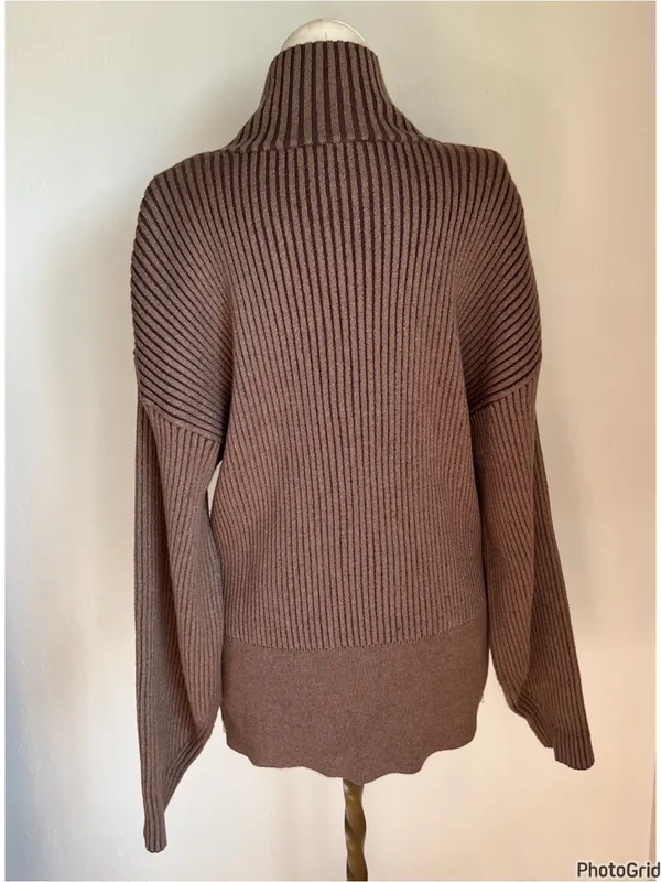 Varley Brown Mayfair Mockneck Knit Sweater Small - Image 3