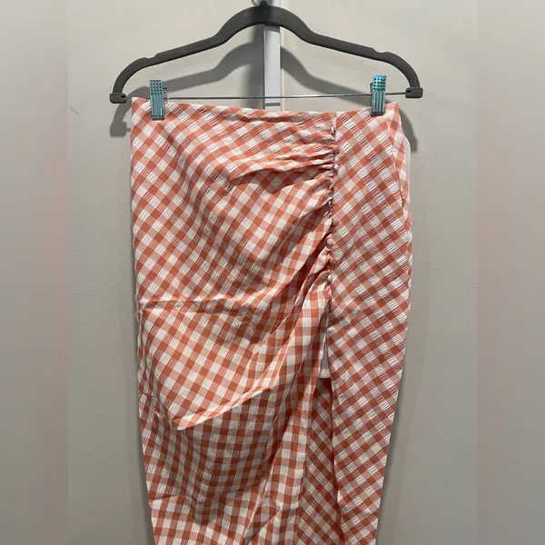 Rumer Bisou Ruched Gingham Maxi Skirt Size‎ S - Image 4