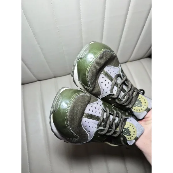 CROC SKIN Sneakers Hurache Olive Green Athletic Sneakers - Casual 6.5 Shoes - Image 4