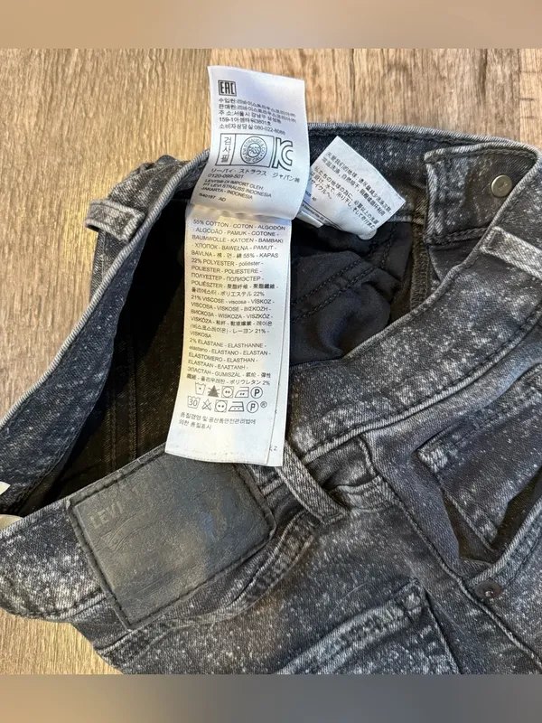 Levi's Mile High Charcoal Black Acid Wash High Rise Skinny Jeans 25 x 30 Goth Rock - Image 3