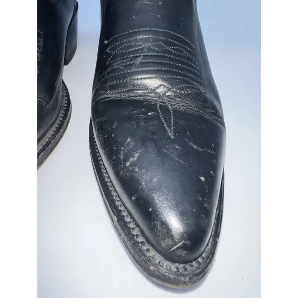 Pistolero Black All Leather Embroidered Cowboy Boots Women's Sz 24.5-7.5/Men 5.5 - Image 12