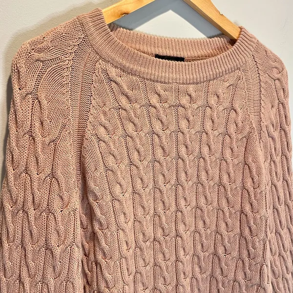 J. Crew Tan Relaxed Fit Cable Knit Sweater - size Small - Image 4